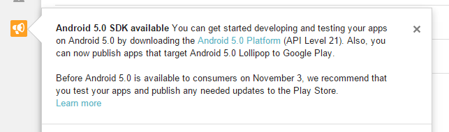 Wiadomość potwierdzająca premierę Androida 5.0 Lollipop
