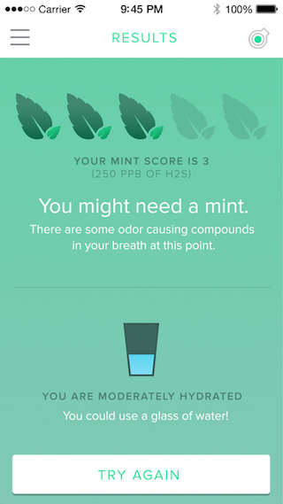 Mint Breathometer aplikacja mobilna