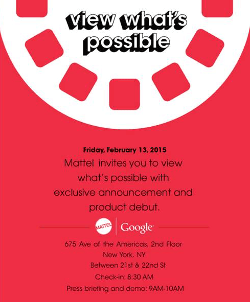 Zaproszenie Google i Mattel na 13 lutego 2015 roku