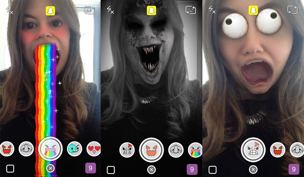 animowane filtry Snapchat Lenses w aplikacji Snapchat - efekty