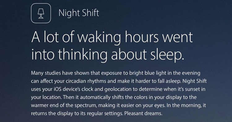 Funkcja „tryb nocny” w systemie iOS 9.3