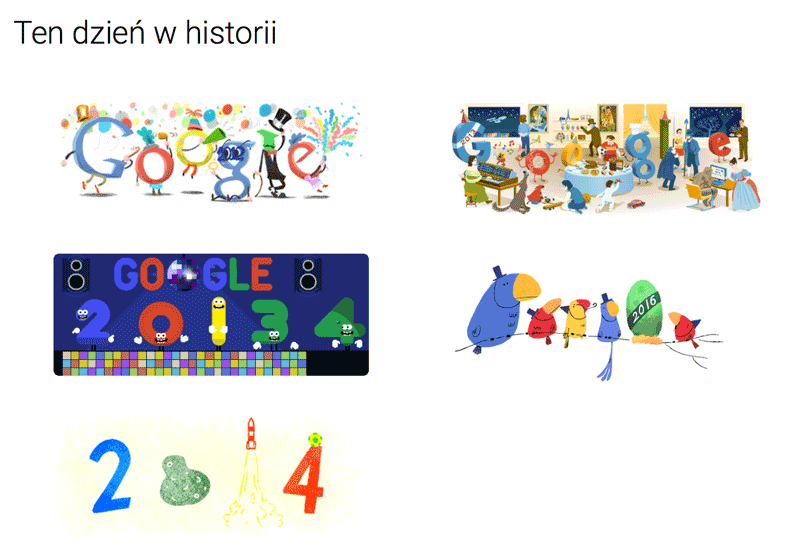 Historyczne animacje sylwestrowych Google Doodle