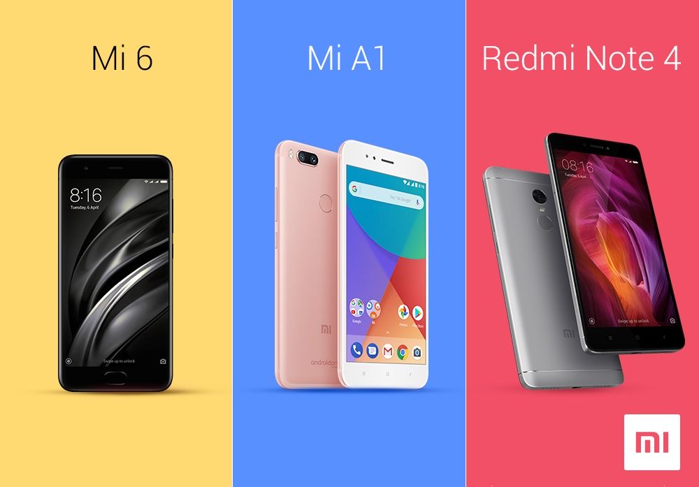 Smartfony Xiaomi (Mi 6, Mi A1, Redmi Note 4)