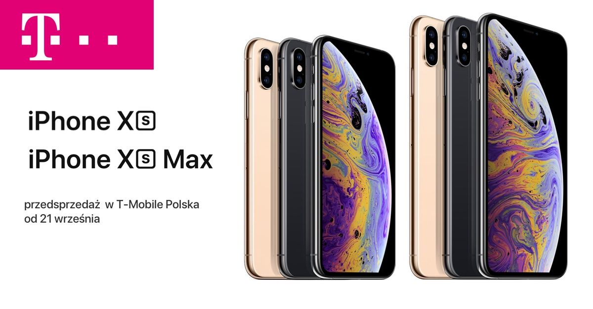 Przedsprzedaż iPhone'a Xs i Xs Max w T-Mobile Polska od 21 września 2018 r.