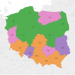 Mapa Polski - prędkość wysyłania danych - internet mobilny LTE wg województw