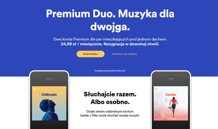 Plan Premium Duo w Spotify dostępny w Polsce