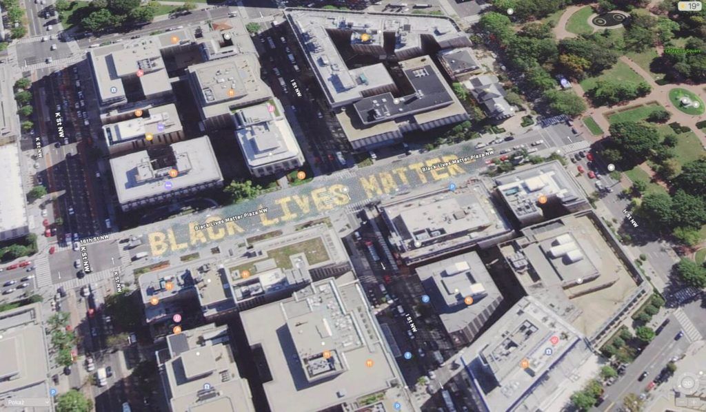 BLACK LIVES MATTER Plaza NW, Waszyngton - Mapy Apple (czerwiec 2020)