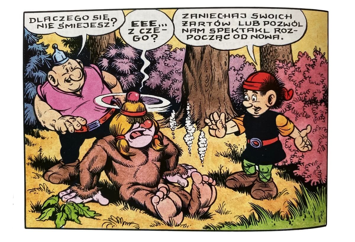 Fragment komiksu „Kajko i Kokosz – W krainie Borostworów” (Bugi)