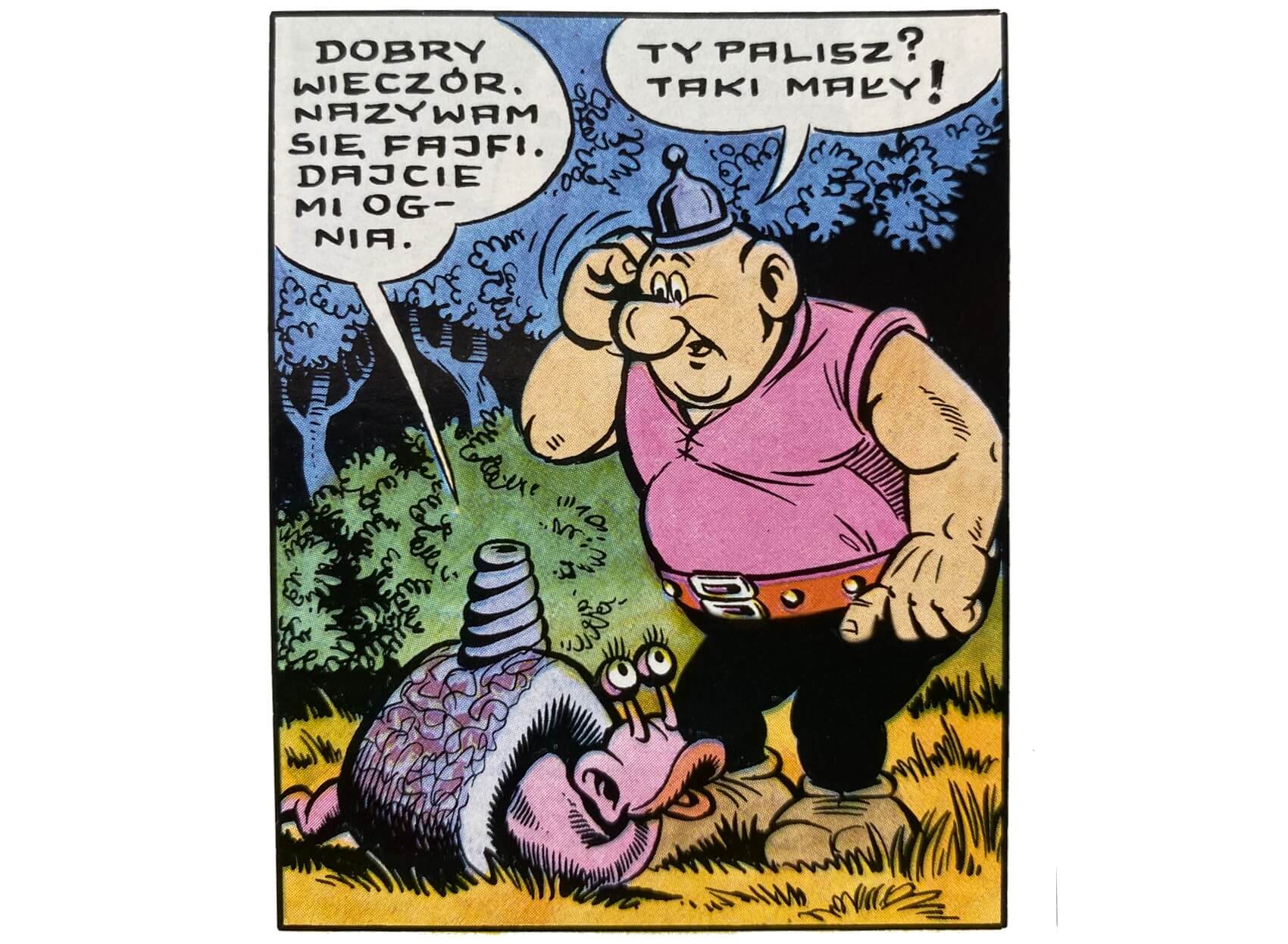 Fragment komiksu „Kajko i Kokosz – W krainie Borostworów” (Fajfi)