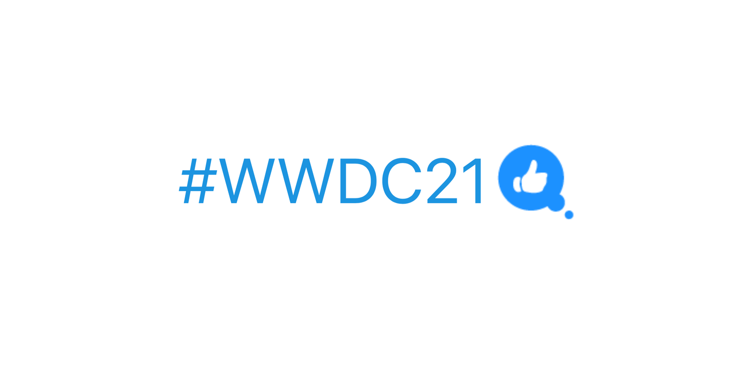 #WWDC21 - hashflag na Twitterze (biały kciuk uniesiony do góry w niebieskim dymku)
