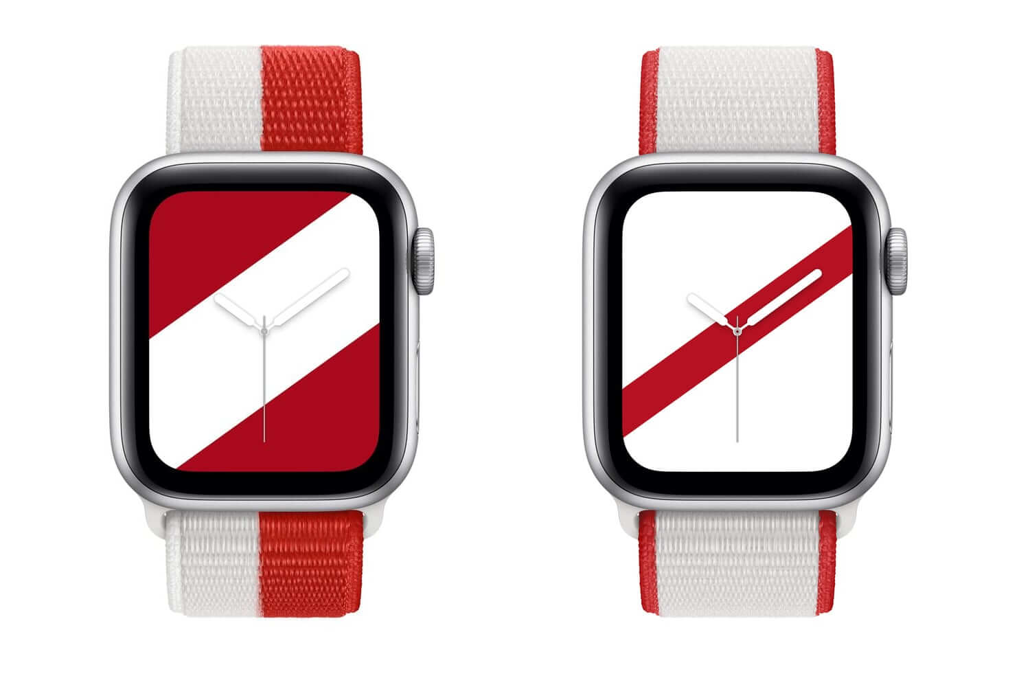 Biało-czerwone paski do zegarków Apple Watch (inspirowane flagami Kanady i Japonii)