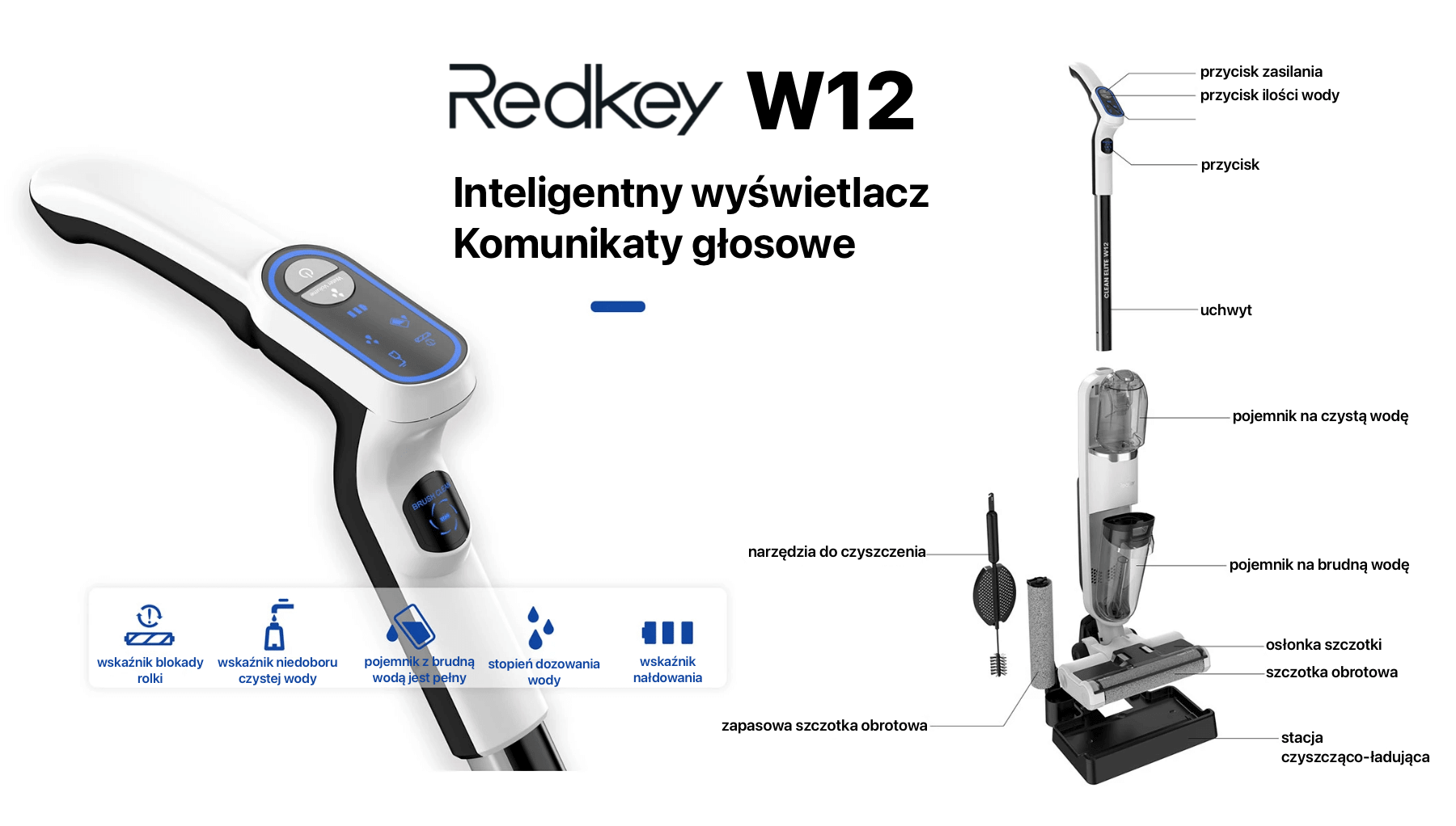 Redkey W12 opis elementów odkurzacza