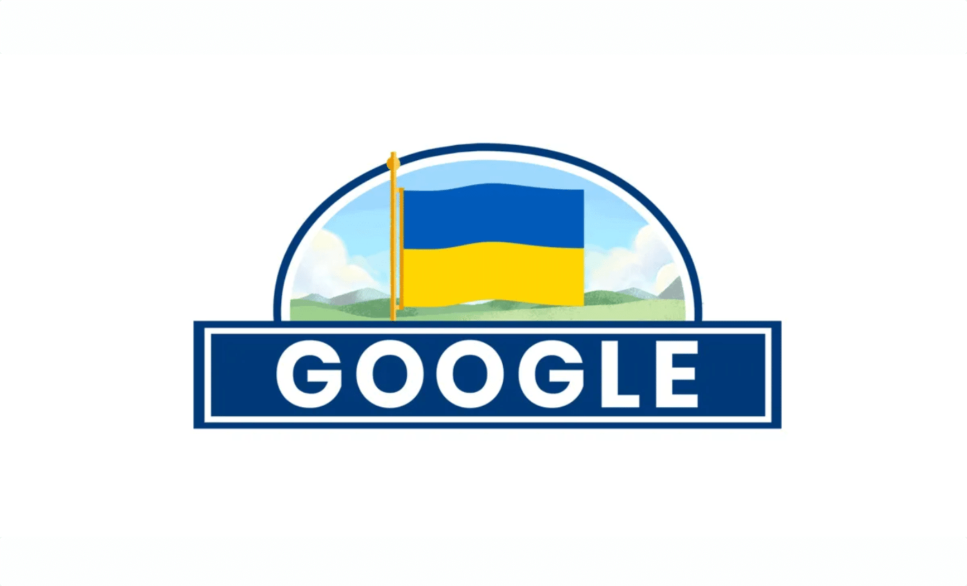 Google Doodle z flagą Ukrainy
