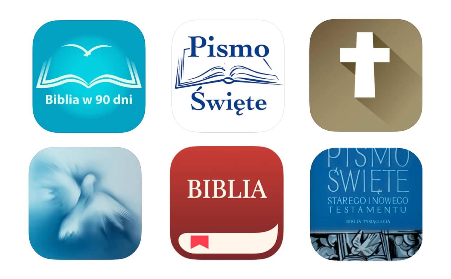 Ikony aplikacji mobilnych z Pismem Świętym (Biblią)